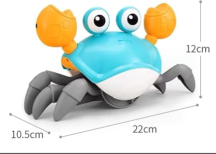 SKY-TOUCH Electric Runaway Crab Crawling Crab Baby Toy with Music and LED Light Up Toddler Interactive Learning Development Toy with Automatically Avoid Obstacles For Babies, Toddlers and Kids