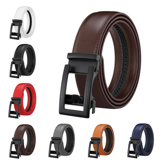 Men's Leather Belt Automatic Buckle Two-layer Cowhide Hollow
