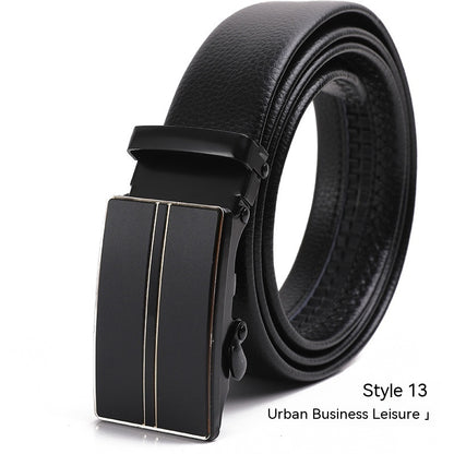 Men's Fashion Automatic Buckle Litchi Pattern Belt