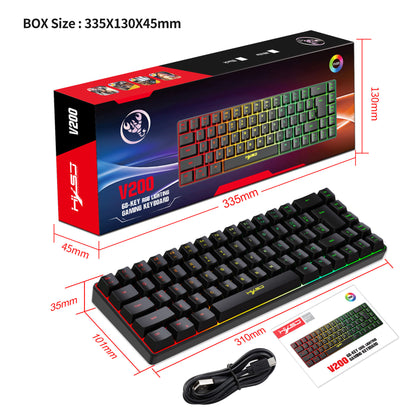 V200 Series Gaming Keyboard – 68 Keys, Multiple Color Options