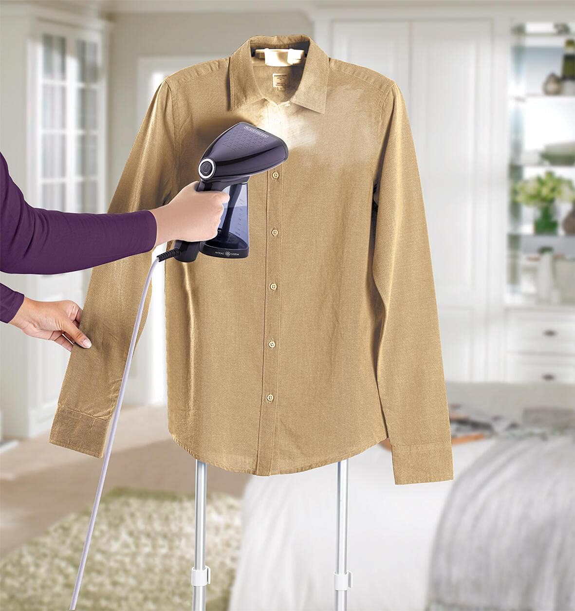 Black & Decker Portable Garment Steamer With Universal Bottle Adaptor 1500W Dark Purple HST1500-B5 2 Years Warranty