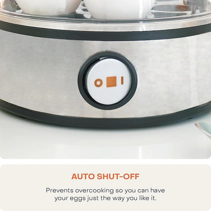 NutriCook Rapid Egg Cooker: 7 Egg Capacity Electric Egg Cooker for Boiled Eggs, Poached Eggs, Scrambled Eggs, or Omelettes with Auto Shut Off Feature - Silver