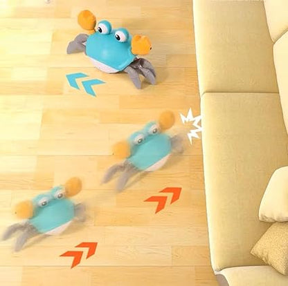 SKY-TOUCH Electric Runaway Crab Crawling Crab Baby Toy with Music and LED Light Up Toddler Interactive Learning Development Toy with Automatically Avoid Obstacles For Babies, Toddlers and Kids