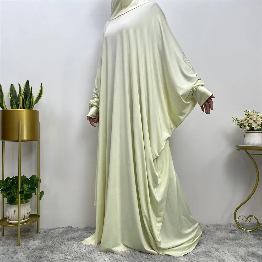 A-Line Long Skirt Batwing Sleeve Polyester Abaya