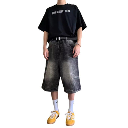 Loose Casual Straight-leg Washed Do The Old Cowboy Shorts Men