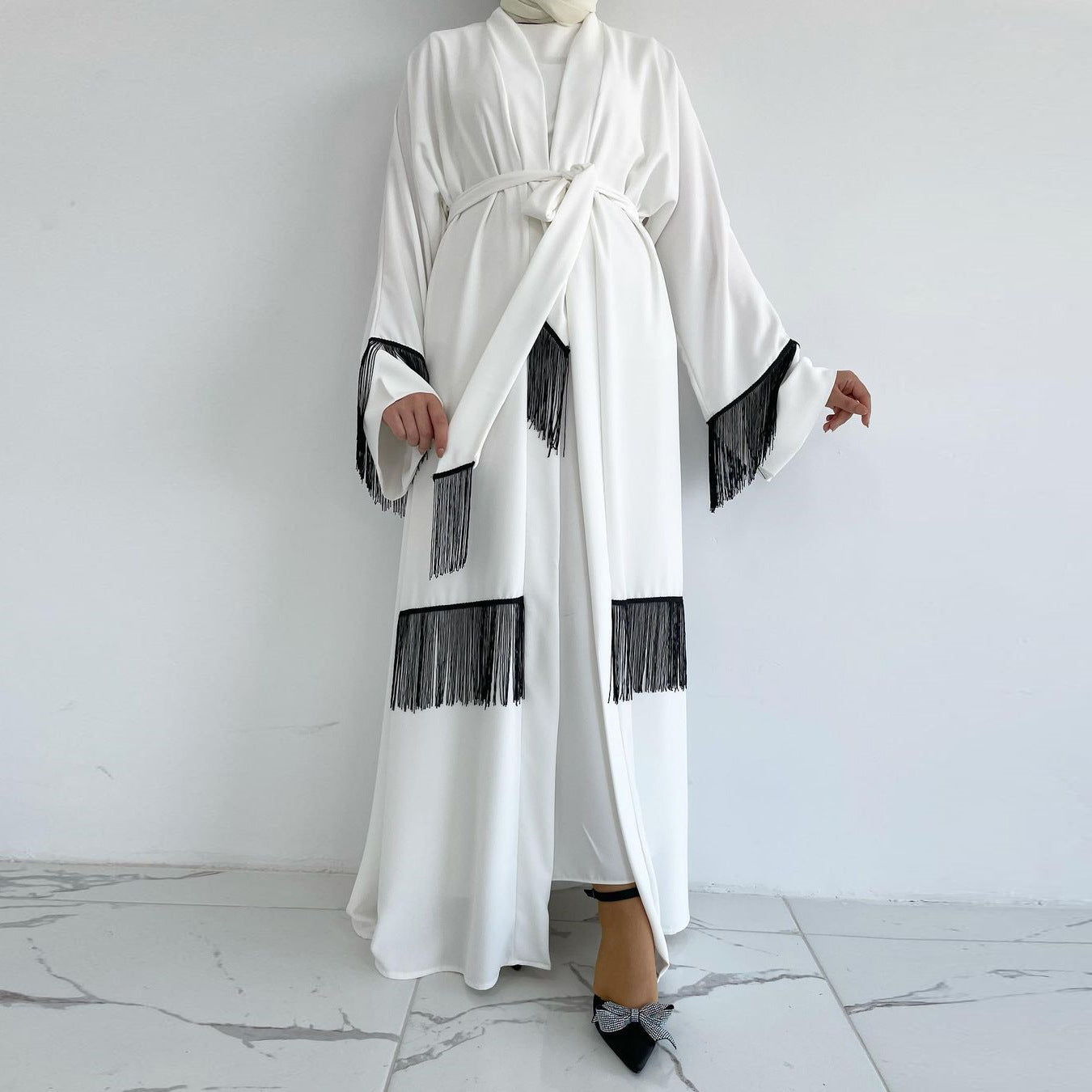 Ethnic Abaya Coat with Tassel Details