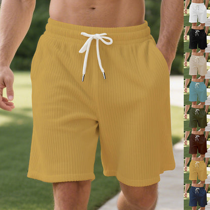 Corduroy Elastic Lace Men's Plus Size Beach Casual Shorts