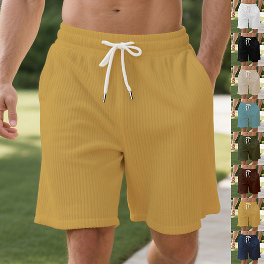 Corduroy Elastic Lace Men's Plus Size Beach Casual Shorts