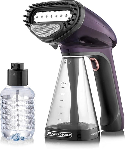 Black & Decker Portable Garment Steamer With Universal Bottle Adaptor 1500W Dark Purple HST1500-B5 2 Years Warranty