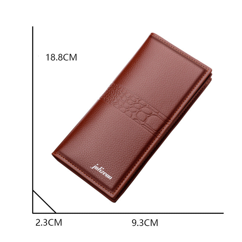 Multifunctional Wallet Men's Long Zipper Trend Fashion Personality Large Capacity Button Youth Hand Embossed Wallet