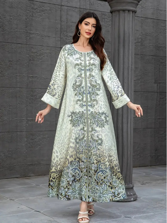 Floral Lace Abaya with Long Sleeves