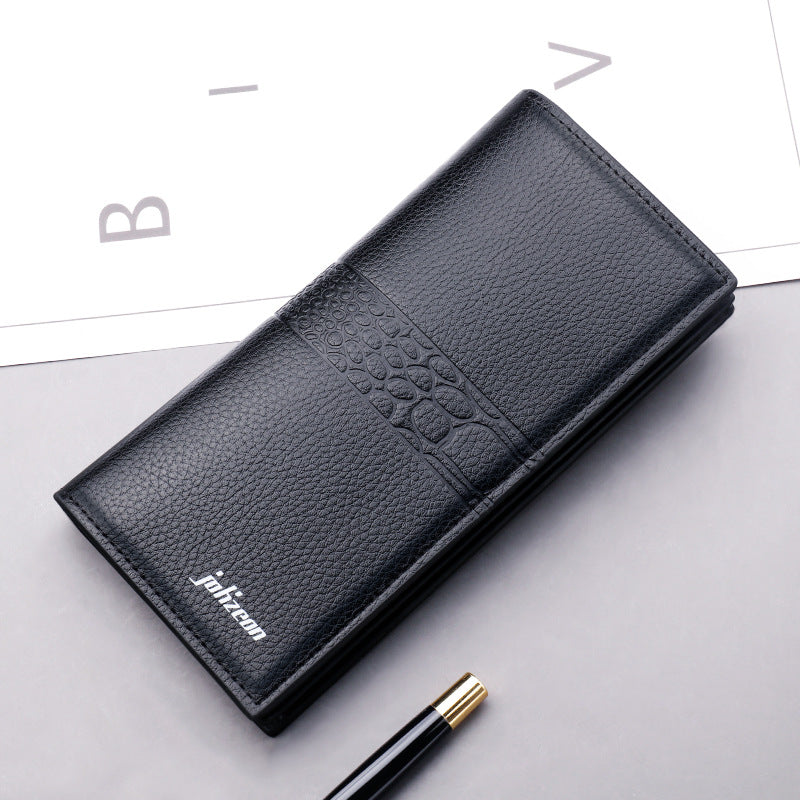 Multifunctional Wallet Men's Long Zipper Trend Fashion Personality Large Capacity Button Youth Hand Embossed Wallet