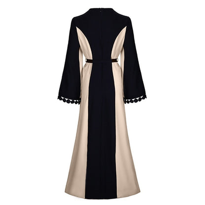 Patchwork Abaya - Solid Color with Gouhua Hollow Out Detail