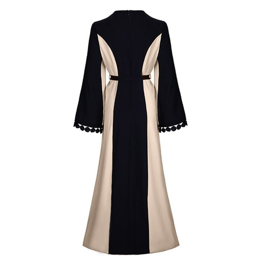 Patchwork Abaya - Solid Color with Gouhua Hollow Out Detail