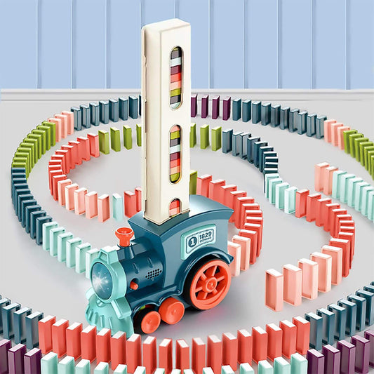 Hot Sale Development Train Toys Colored Dominoes Set 40/60/80/100 Electric Automatic Domino Train Toy