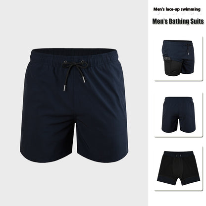 Men's Double-layer Swimming Trunks Anti-embarrassment XL Mens