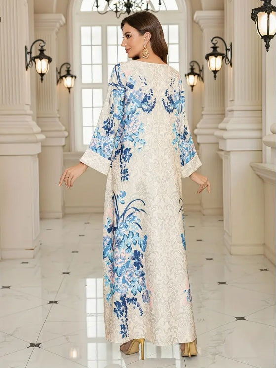 Elegant Floral Printed Abaya for Women