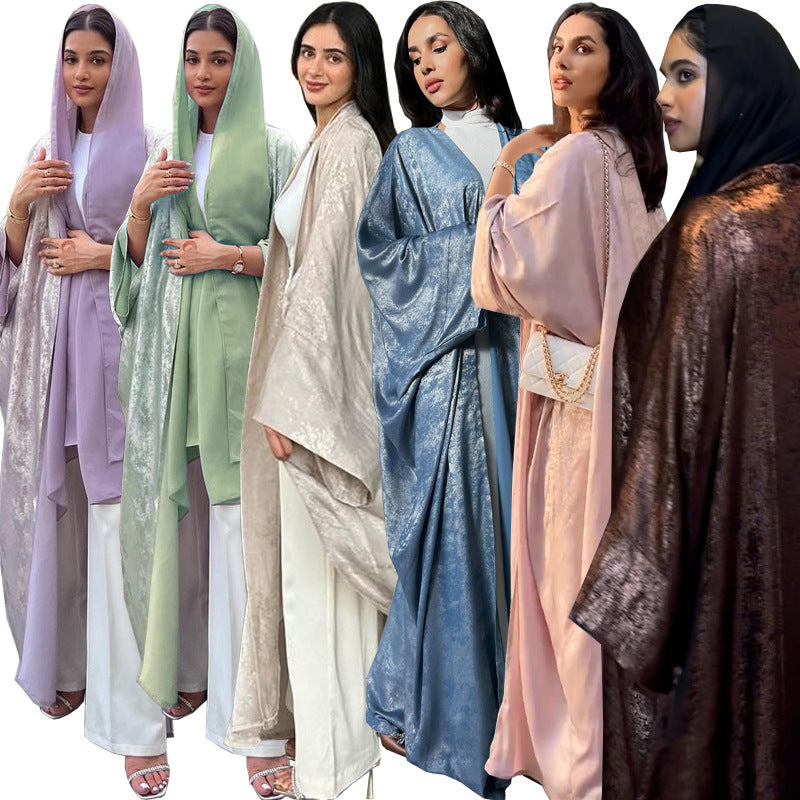 Fashion Bronzing Satin Abaya Robe