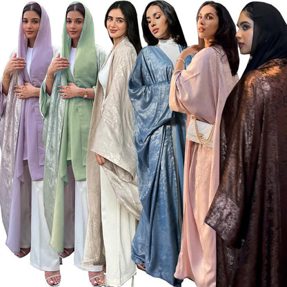 Fashion Bronzing Satin Abaya Robe