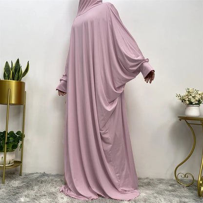 A-Line Long Skirt Batwing Sleeve Polyester Abaya