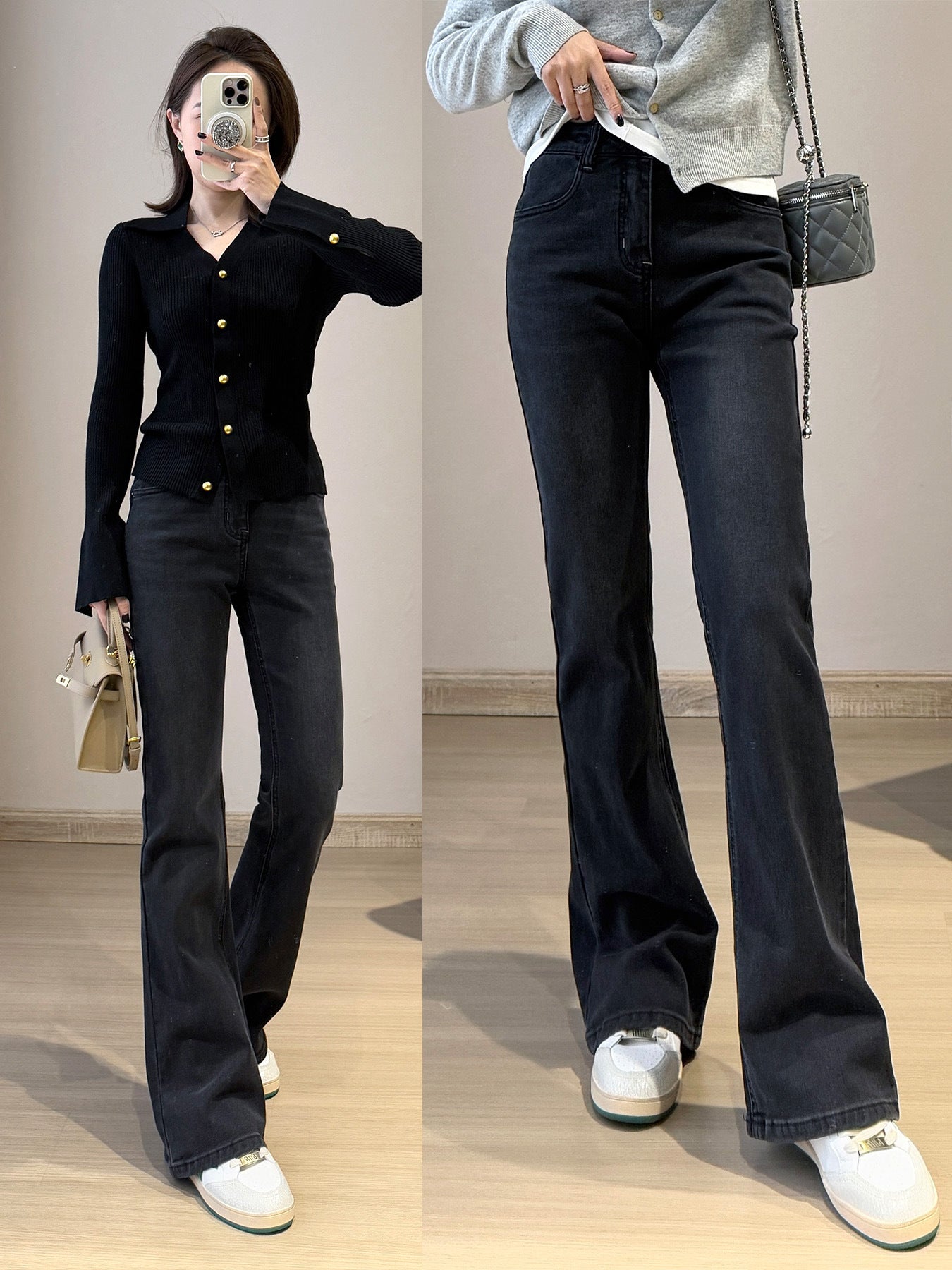 Japanese & Korean Casual Bootcut Trousers- For Women
