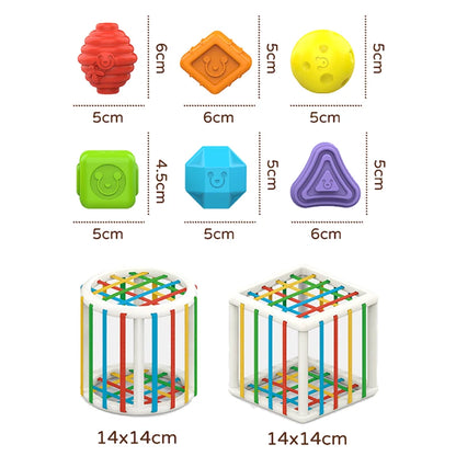 Baby Montessori Geometric Shape Blocks Toys Cube Box Color Perception Educational Game Motor Skill Tactile Touch Toys For Infant