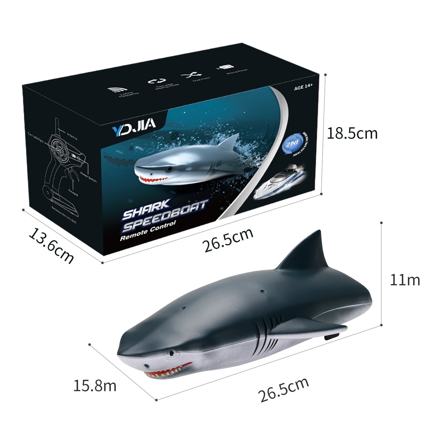 2.4G Simulation Shark Remote Control Boat High Speed And Long-Lasting Battery Life Children's Electric Water Speedboat Toy Boat