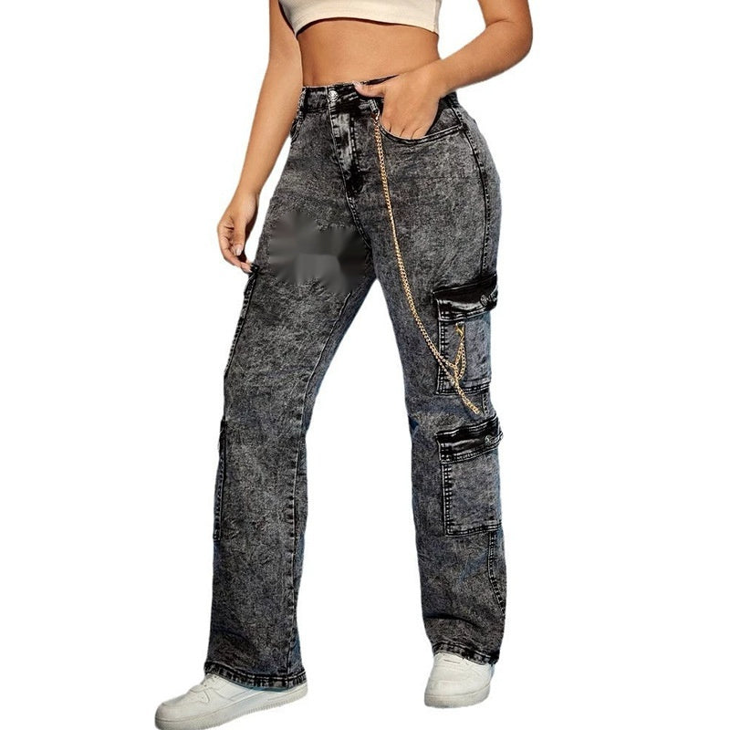 Street Hipster Black Denim Overalls-for Women