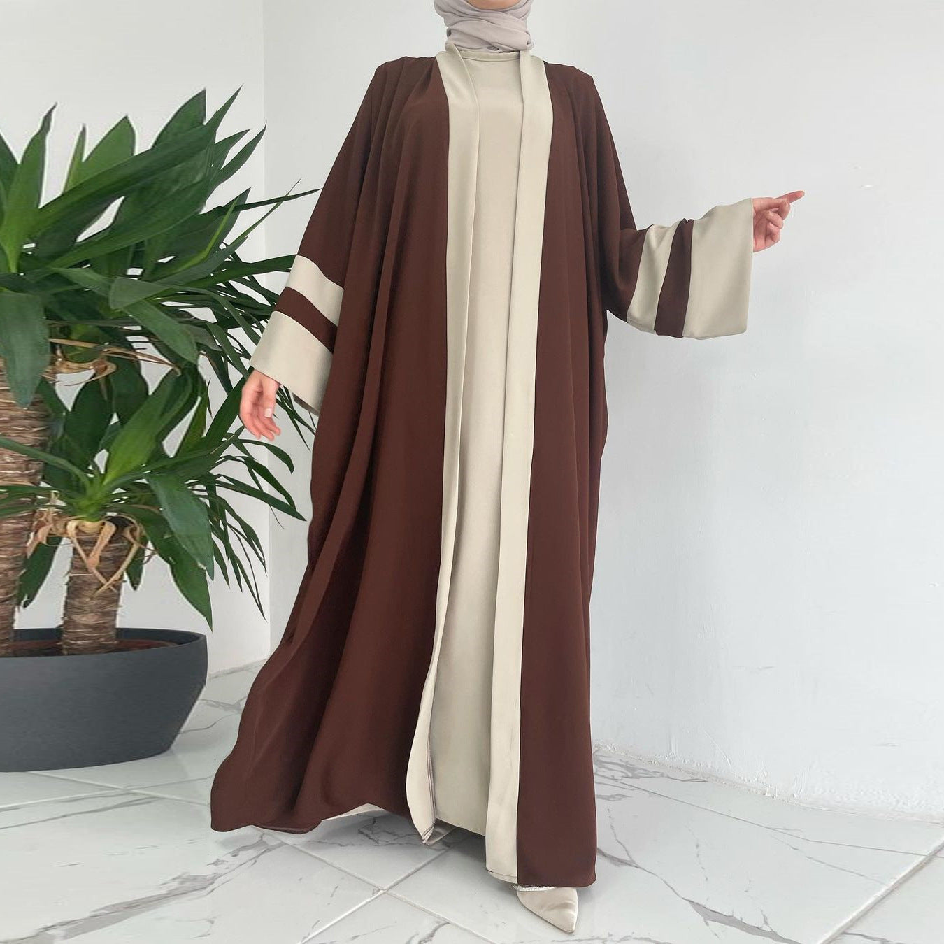 Two-Piece Long Dress Abaya Set