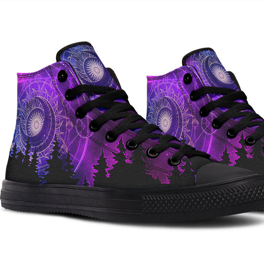 Men's And Women's Fashion Color Printing High-top Canvas Shoes