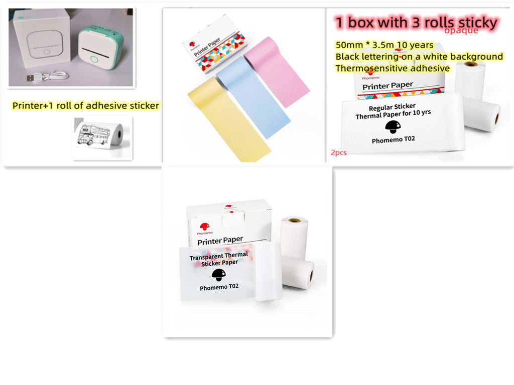 Phomemo T02 Mini Pocket Thermal Printer – Inkless Bluetooth Label Printer, Supports 10 Languages, 1000mAh Battery