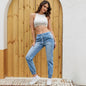 Light Blue High Elasticity Skinny Jeans for Women