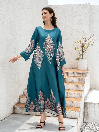 Flower Printed Long Robe Abaya