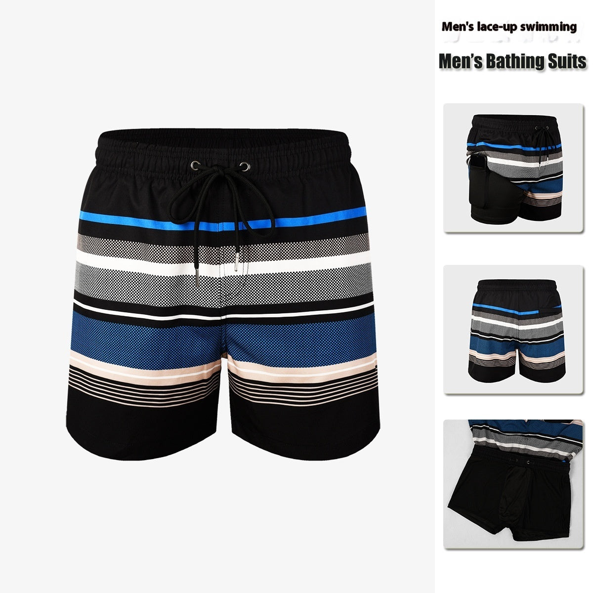 Men's Double-layer Swimming Trunks Anti-embarrassment XL Mens