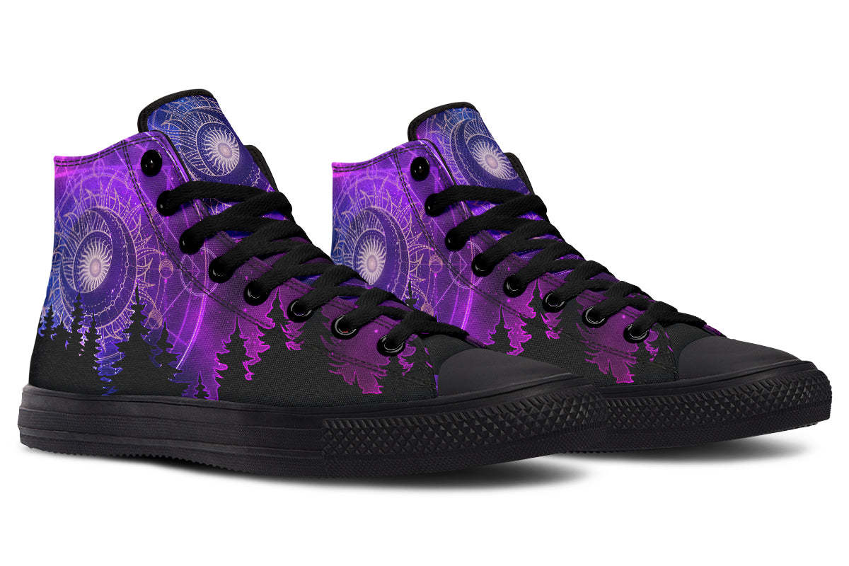 Men's And Women's Fashion Color Printing High-top Canvas Shoes