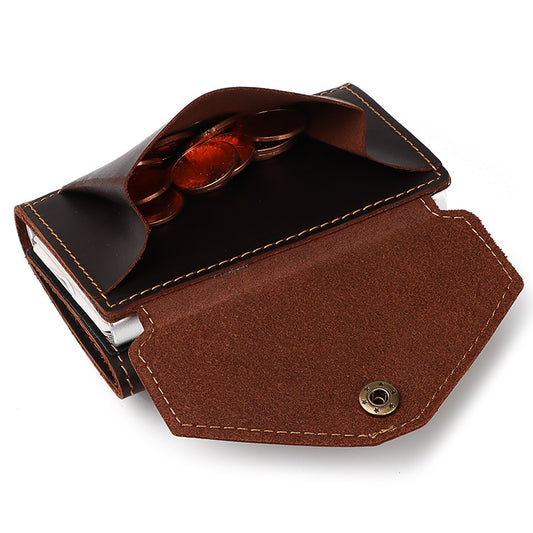 Credit Card Sleeve Retro Crazy Horse Leather RFID Anti-theft Card Holder Multifunctional Automatic Receiving Leather Card Box
