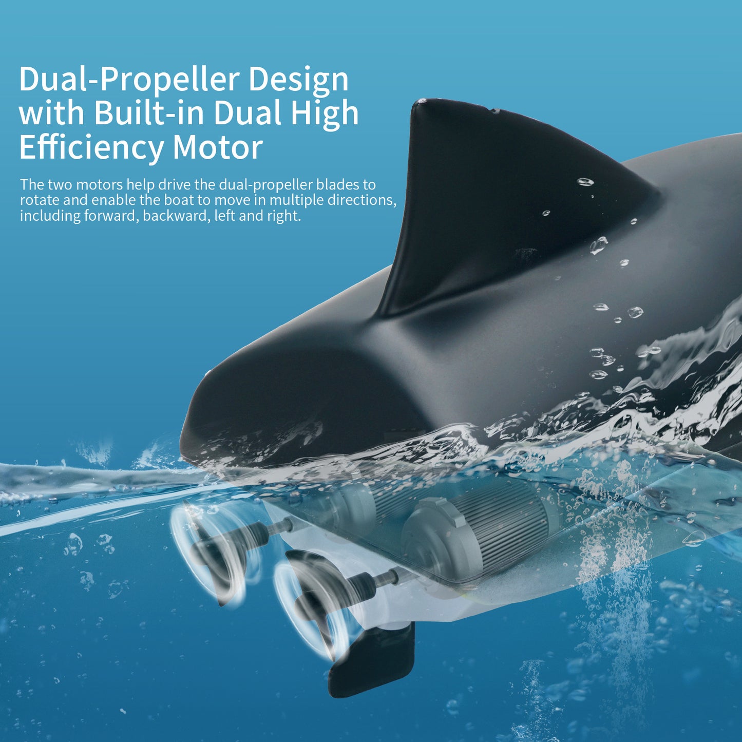 2.4G Simulation Shark Remote Control Boat High Speed And Long-Lasting Battery Life Children's Electric Water Speedboat Toy Boat