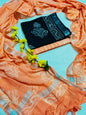 Bagru Hand Block Printed Linen Suits With Zari Border