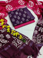 Bagru Hand Block Printed Linen Suits With Zari Border