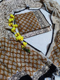 Bagru Hand Block Printed Linen Suits With Zari Border
