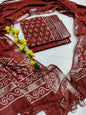 Bagru Hand Block Printed Linen Suits With Zari Border