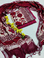 Bagru Hand Block Printed Linen Suits With Zari Border