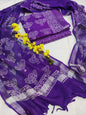 Bagru Hand Block Printed Linen Suits With Zari Border