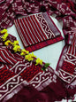 Bagru Hand Block Printed Linen Suits With Zari Border