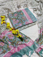 Bagru Hand Block Printed Linen Suits With Zari Border