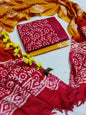 Bagru Hand Block Printed Linen Suits With Zari Border