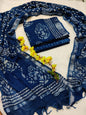 Bagru Hand Block Printed Linen Suits With Zari Border
