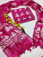 Bagru Hand Block Printed Linen Suits With Zari Border