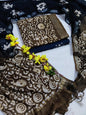 Bagru Hand Block Printed Linen Suits With Zari Border