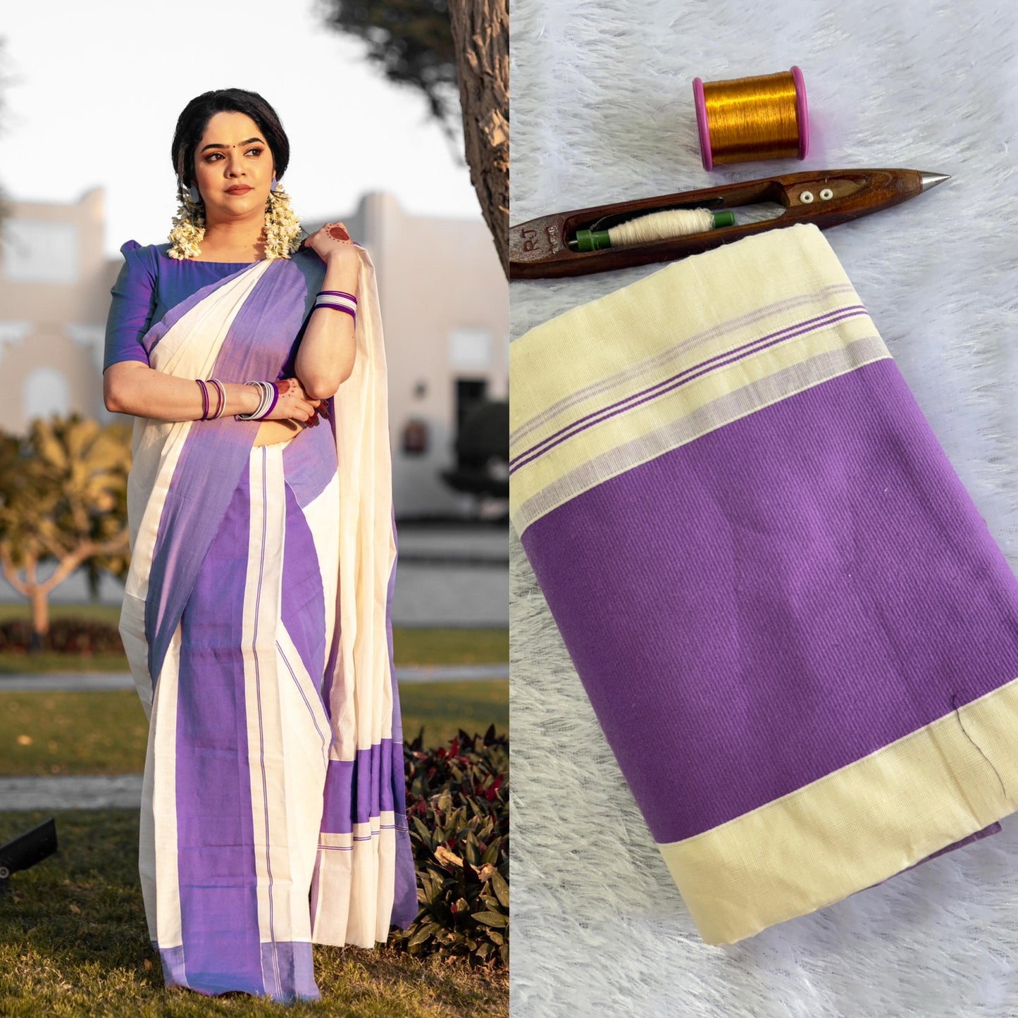 Big Kattikara Set Mundu – Turquoise (Premium Cotton)